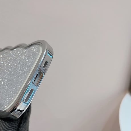 CUTECASE 猫の耳iPhone17Promaxケースラメ入りシール付き アイフォン16/15pro/14/13カバー オシャレ 可愛いうねうね メッキ CM2403