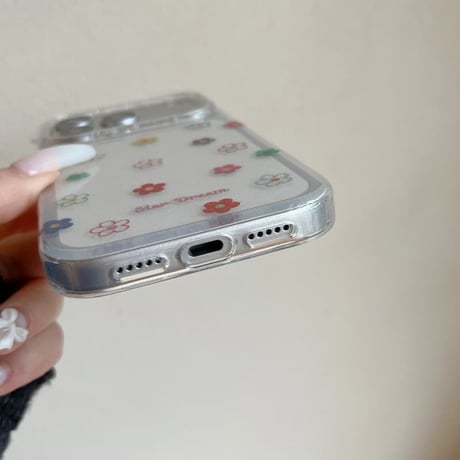 CUTECASEカラー花 iPhone17Pro/17ケース キラキララメ iPhone17ProMax/16Pro/15カバー 透明感 かわいいCM6225