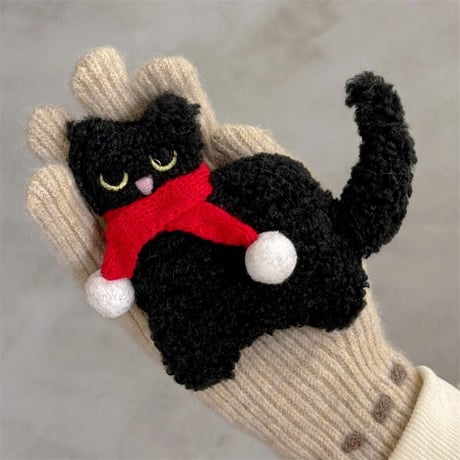 CUTECASE黒猫 Airpods 4 ケース マフラー めっちゃ可愛い AirpodsPro2/Pro1カバー Airpods3/2 ラムウール プレゼントにおすすめCM4775