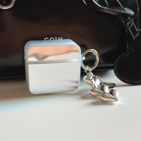 CUTECASEミラー Airpods4ケース ハートキーチェーン付 AirpodsPro2ケース airpods3/2カバー メイク直し鏡 女子力高い 丈夫 CM5280