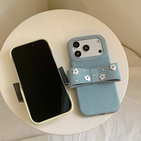 CUTECASE リボンスタンド iPhone17/17proケース 皮製/ジーンズ iPhone16/15Pro/14Promaxカバー 高品質 高級感 便利CM6063
