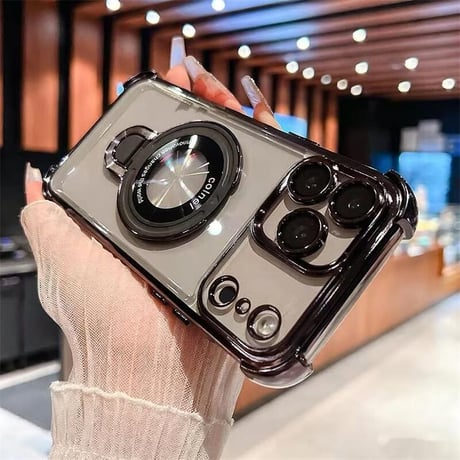 CUTECASE 耐衝撃 iPhone17pro/17promaxケース MagSafeリングスタンド iPhone17/17Airカバー 黄ばまない レンズ保護カバー付CM5683