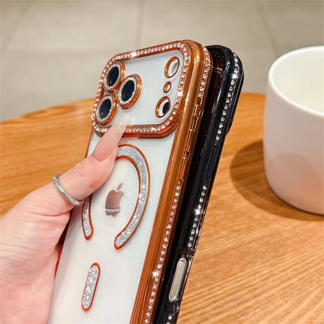 CUTECASE ジュエリー iPhone17Pro/17ケース Magsafe対応 iPhone17Air/17ProMaxケース レンズ保護フィルム付 キラキラライン 大人気 CM5637