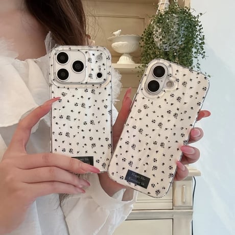 CUTECASE黒色花柄 iPhone17Pro/17ケース おしゃれキラキラ感 iPhone16Pro/15ケース 存在感あるCM6351