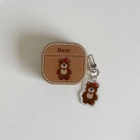 CUTECASE 熊ちゃん AirPodsPro3ケース ジュエリーライン Airpods4/3ケース AirpodsPro2/Pro1カバー MagSafe対応 可愛い 頑丈CM5956