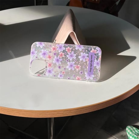 CUTECASE 花柄 iPhone15pro/15ケース パープルカラー iPhone14promax/13pro/12ケース かわいい 女子力アップCM4444