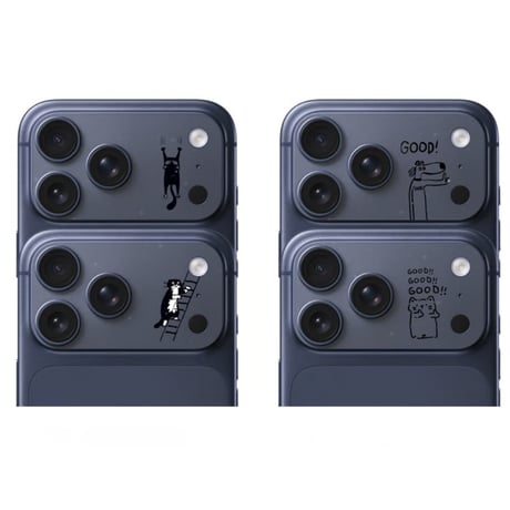 CUTECASE 2点セット カメラカバーフィルム iPhone17Pro iPhone17ProMax 波紋柄 犬と熊柄 猫柄 マット仕上げ 傷から保護 使いやすい CM6030