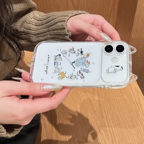 CUTECASE 猫の耳 iPhone17pro/17ケース 猫の日常 iPhone16pro/15ケース カメラカバー キラキラ 可愛いCM5999