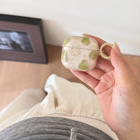CUTECASE 梨柄 Airpods Pro3ケース 透明 Airpods 4/3カバー AirpodsPro2/1 大人可愛いCM6292