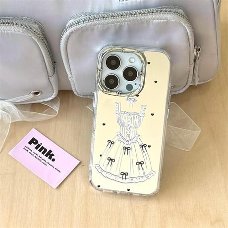 CUTECASEワンピース iPhone16pro/16カバー メイク直し鏡 iPhone15pro/14promax/13ケース 頑丈 上品 大人可愛い CM5310