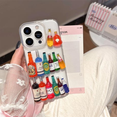CUTECASE酒ボトル iPhone16/16proケース かわいい iPhone15plus/14pro/13カバー 頑丈個性ファッション CM5401