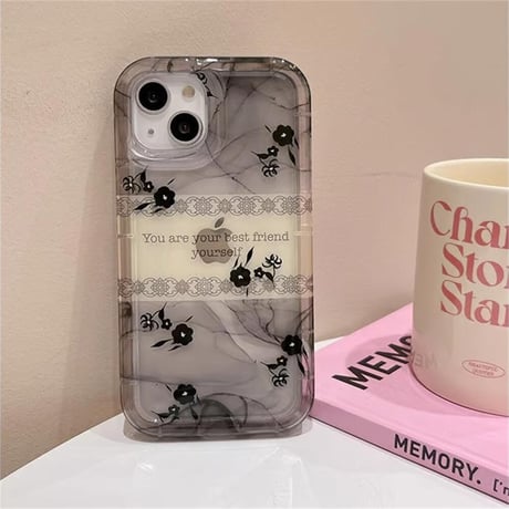 CUTECASE 暈し染め 薔薇柄 iPhone15/15proケース ラストラップ付 iPhone14/13pro/12proケース おしゃれ エレガント 女子に人気CM4043