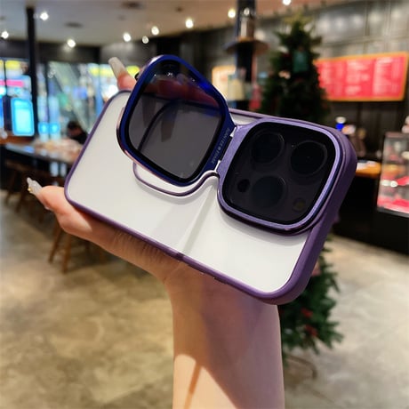 CUTECASEサングラス形ともかくスタンドiPhone15Pro電話ケース C5067