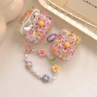 CUTECASE 花柄 Airpods Pro3ケース Flowersストラップ Airpods4/3カバー pro2/pro1 リング うねうね 大人可愛いCM6156