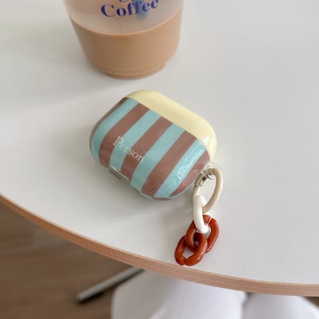 CUTECASE ストライプ柄 AirpodsPro3ケース オシャレ Airpods4カバー AirpodsPro2/Pro1カバー リング付き 人気品CM6213