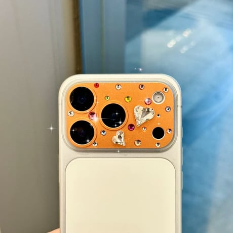 CUTECASE ハートダイヤレンズカバー iPhone17ProMax/17Pro カメラレンズフィルム 金属製 おしゃれ 頑丈 キラキラ 耐久性耐衝撃 CM6502
