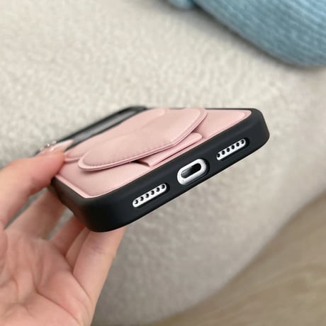 CUTECASE ハートスタンドベルト一体 iPhone17Promaxケース 革製 iPhone17/16/15ケース 高品質 ピンク/オレンジ 高機能CM6066