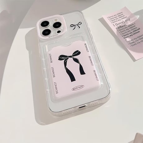 CUTECASE カード収納 iPhoneケース リボン柄 アイフォン15pro/14promax/13/12/SEカバー 便利 持ち運びやすい CM4470