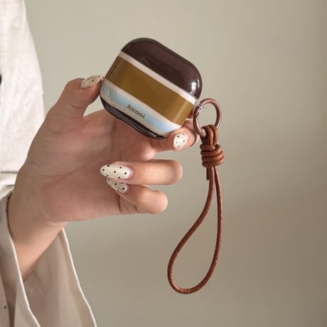 CUTECASE カラーブロッキング AirpodsPro3ケース ストライプ柄 エアポッズ4/3 AirpodsPro2/Proカバー 皮ストラップ シック ギフトにおすすめ CM6209