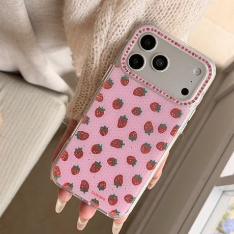 CUTECASE ストロベリー iPhone17pro/17ケース スタンド iPhone16promax/15proケース オシャレ 甘いコーデ 女子力高いCM6142