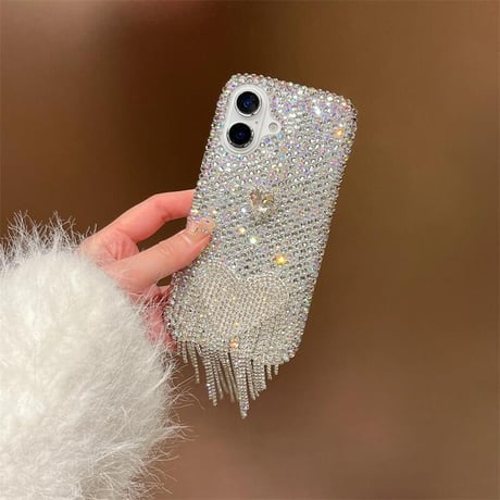 CUTECASEビジュー iPhone16/16Proケース ダイヤフリンジ iPhone15Pro/14/13proカバー 華やか キラキラ 豪華 高品質CM5096