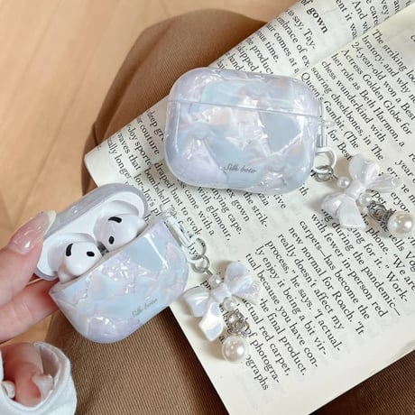 CUTECASEリボン柄 AirpodsPro3ケース 女子力アップ Airpods4/3/Pro2ケース キーホルダー付き付 可愛いギフトCM5746