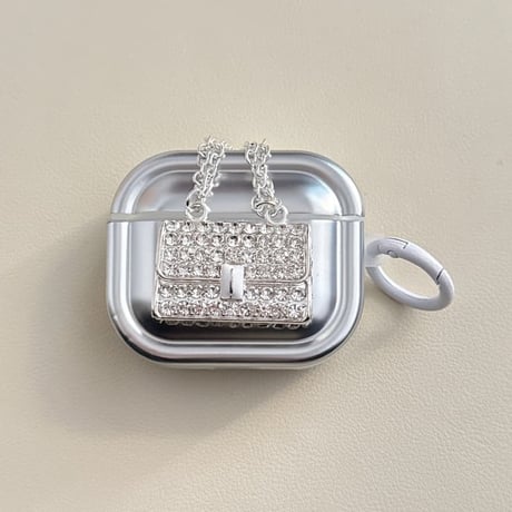 CUTECASE 豪華ダイヤ AirpodsPro3ケース リボン付ミラー/バック Airpods4/pro2カバー リング付 メッキ 超人気 プレゼントにおすすめCM5943