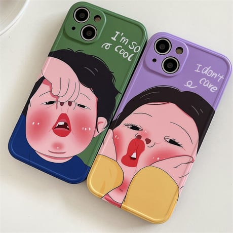 CUTECASE iPhone15Promax case 面白い漫画のカップルモデルiPhone13Pro/14Pro 携帯ケースC5019