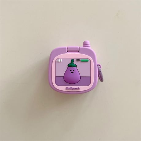 CUTECASE鏡付 シリコン Airpods 4ケース ナス Airpods3/Pro2ケース airpodspro2カバー 女子力高い リング付 大人可愛いCM5218