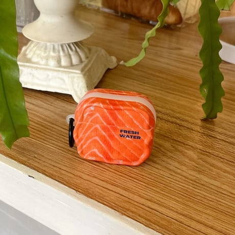 CUTECASE 鮭 AirpodsPro3ケース 寿司 Airpods4/3カバー pro2/pro1 可愛い リング/魚キーホルダー付 美味しそうCM6012