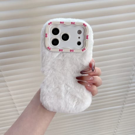 CUTECASE 毛糸iPhone17Promaxケースもこもこ カメラ保護カバースタンド付 iPhone17Pro/16/15promaxケース 冬コーデ 手さわりいい CM5816