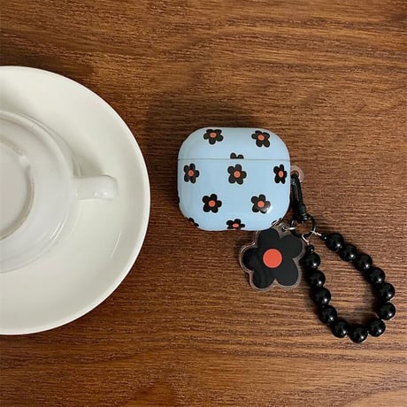 CUTECASE韓国風 Airpods4ケース 花柄 AirpodsPro2ケース airpods3/2ケース 花バックチャーム付 シックCM5477