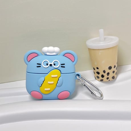 CUTECASE可愛い Airpods3/2ケース ネズミ AirpodsPro2/Pro1カバー リング付 ギフトにおすすめ CM4538