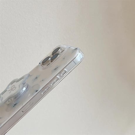 CUTECASEミラーグリップ iPhone16pro/16ケース リボン柄 iphone15pro/14/13promaxカバー 可愛い 淡色CM5485