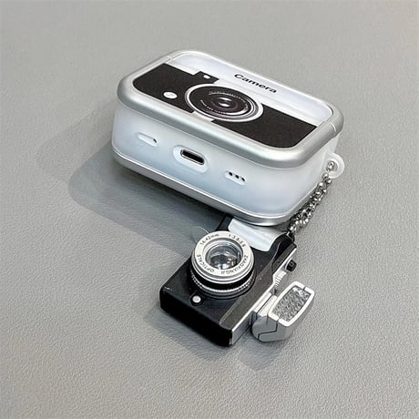 CUTECASEカメラデザイン Airpodspro2/pro1ケース チャーム付き Airpods3/2カバー 可愛い ギフトに最適CM4446