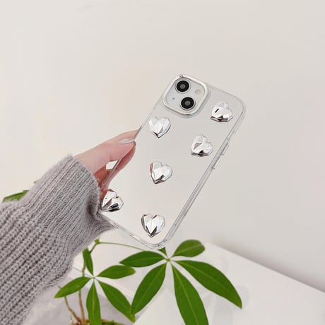CUTECASEハート 鏡 iPhone15/15proケース 頑丈 iPhone14pro/13pro/12ケース かわいい 女子力アップ 便利CM4036