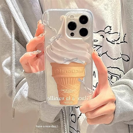 CUTECASE アイスクリーム iPhone15/15proケース 夏に人気 iPhone14/13pro/12proケース 可愛い 軽量薄型CM4463