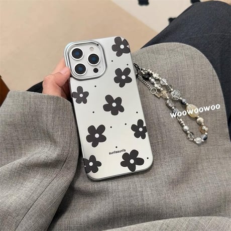 CUTECASE春におすすめ iPhone16pro/16ケース 花柄 宝石ストラップ iphone15pro/14/13proカバー 可愛い 今流行り 丈夫CM5144