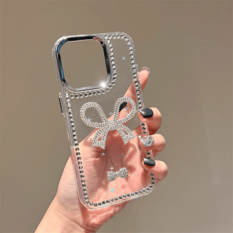 CUTECASEジュエリーリボン アイフォン16/16proケース パールストラップ iPhone15pro/14/13proカバー 可愛い 高級感CM5298