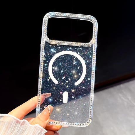 CUTECASEキラキラMagSafe対応 iPhone17/17Proケース ジュエリライン iPhone16/15PromaX/14カバー 透明黄ばまない 美しい輝く CM5861