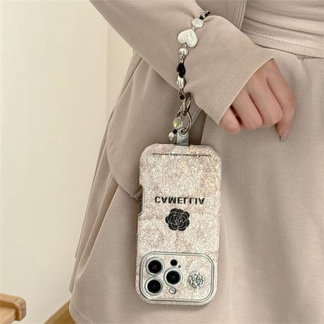 CUTECASE ストラップ付 iPhone17Pro/17ケース 花柄 iPhone16pro/17promaxカバー キラキラ オシャレ 大人可愛い CM5669