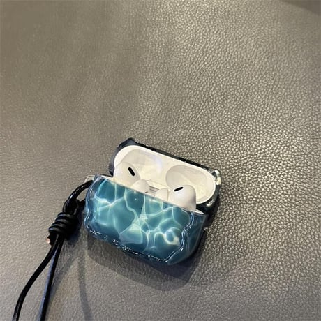 CUTECASE 水の波紋 Airpods Pro3/4ケース 半透明 艶感 AirpodsPro2/Pro1カバー エアポッズ3/2 ストラップつき シック おしゃれ CM5696