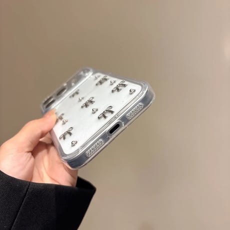 CUTECASE メタルリボン iPhone17Promaxケース 高透明 iPhone16ProMax/15Pro/14カバー カメラ保護 軽量 CM6537