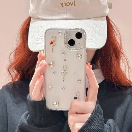 CUTECASEダイヤ iphone16/16proケース おしゃれ ジュエリー iphone15pro/14/13proケース エレガント 可愛い CM5006