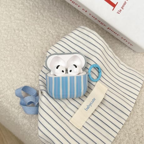 CUTECASE カラーブロックストライプ柄 AirpodsPro3ケース オシャレ Airpods4カバー キラキラカバー リング付き シック ギフトにおすすめCM6002