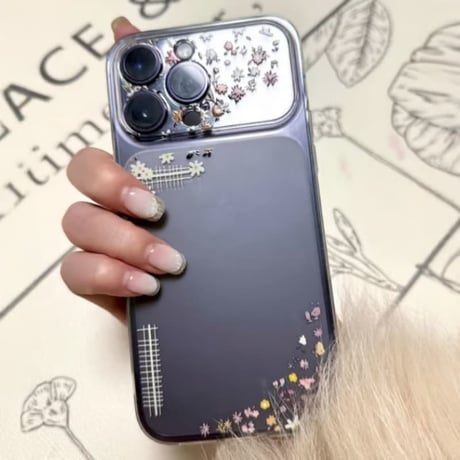 CUTECASE花柄 iPhone17Pro/17ケース かわいい iPhone17ProMax/16Pro/15カバー 半透明 女子力アップ CM6101