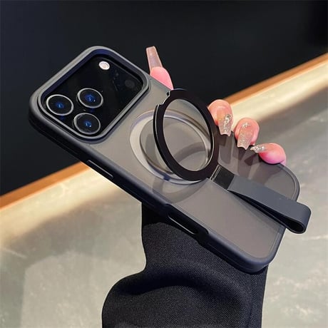 CUTECASE iPhone17Pro/17ProMaxケース Magsafe充電リングスタンド付 iPhone16Pro/15Plus/14カバー 指紋防止 高品質 落下防止ベルト CM5539