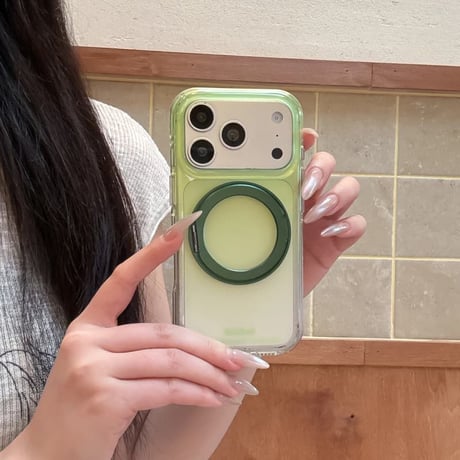 CUTECASEグラデーションカラー iPhone17Pro/17ケース MagSafeリングスタンド iPhone16Pro/15pro/14ケース 高透明 高品質CM6504