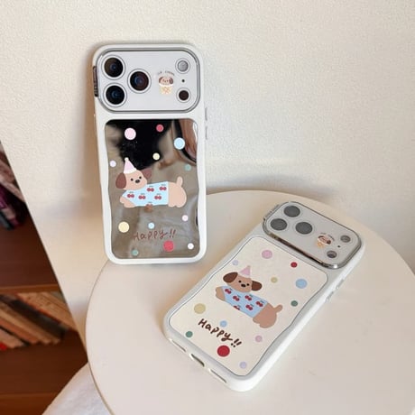 CUTECASE 犬ちゃんミラー iPhone17Pro/17Promaxケース カメラ保護 iPhone16Pro/15Pro/14カバー 可愛い 女子に人気アイテム 頑丈 CM5941
