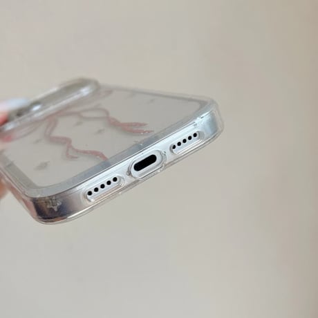 CUTECASE キラキラリボン iPhone17pro/17ケース 甘めコーデ iPhone16promax/15pro/14ケース 女子力高い キラキララメCM6180
